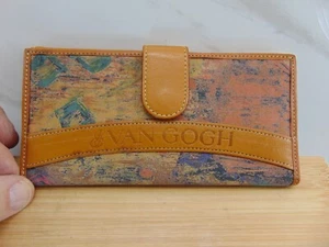 Van Gogh Made In Italy Leather & Fabric Card Slot Wallet - Picture 1 of 13
