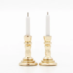 2X Candelabro Miniatura 1:12 Dorado Casa Muñecas Comedor Accesorio - Imagen 1 de 9