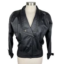 Vintage 80s Womens Moto Jacket S 100% Leather Retro Black Streetwear Motorcycle