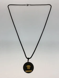 VERSACE Necklace Black & Gold Metal Round Medusa Head Pendant with Box Authentic - Picture 1 of 6