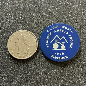 1975 CERA North Training Wheels Enduro Riders Finisher Motorcycle Pin Pinback - Picture 1 of 2