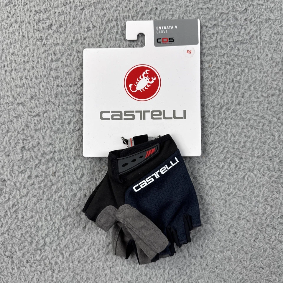 Castelli Entrata V Cycling Gloves Men’s XS Extra Small Blue Fingerless Strap - Image 1 of 4