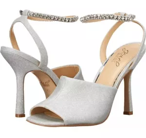 Scarpe eleganti formali Jewel Badgley Mischka donna Lanie tacco argento festa taglia 8 - Foto 1 di 6