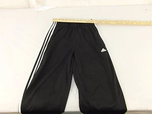 Children Youth Unisex Adidas Black 3 White Striped Athletic Pants Track 30933 - Picture 1 of 12