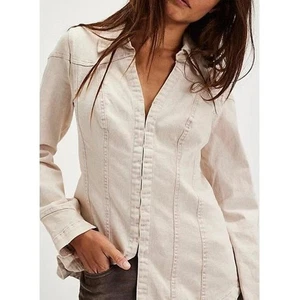 Free People Kenny Slim Damen Denim hell lila Waschung Stretch Top Gr. XS NEU - Bild 1 von 8