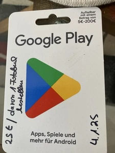 25€ Google Play Android Guthaben Karte 25,00 Euro - Bild 1 von 1