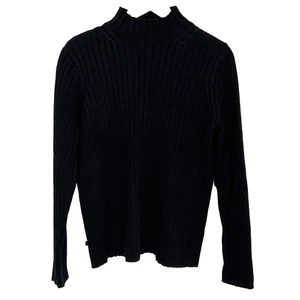 Maglione Ralph Lauren taglia small a costine finto collo nero cotone maglia preppy * - Foto 1 di 5