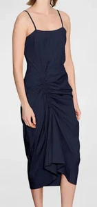 WOW! New Tags Callas Milano "Evie" ruched midi dress navy sz 42 US 6 $890 - Picture 1 of 1