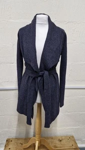 Amaryllis Blue Grey 100% Wool Long Cardigan Coatigan Size M / 12 - Picture 1 of 7