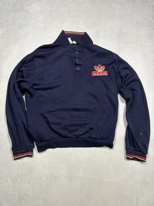 Polo Trifoglio Vintage Adidas France Ventex Anni 70 Manica Lunga Navy Uomo L Tennis - Foto 1 di 14