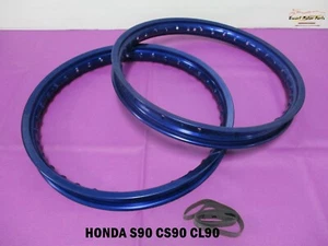 Fit HONDA S90 CS90 CL90 ALUMINIUM  BLUE FRONT & REAR  WHEEL RIM SET  *ES1015* - Picture 1 of 5