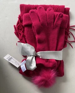  NEW YORK & COMPANY Scarf and Glove Set Non-Sized NWT Fushia Pink lightweight  - Picture 1 of 3