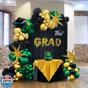 2025 Abschlussfeier Deko Grün Schwarz Gold Luftballons Girlande Bogen Set - Bild 1 von 5