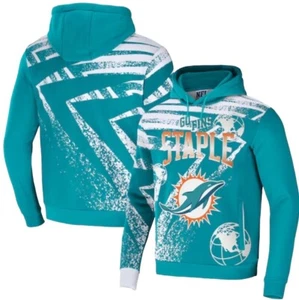 Men's Miami Dolphins NFL x Staple All Over Print Pullover Hoodie Size 2XL - Picture 1 of 1