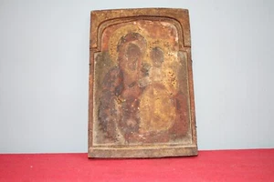 Antike antike handbemalte orthodoxe Holzikone aus dem 18. Jahrhundert Mutter Gottes & Jesus.*1 - Bild 1 von 12