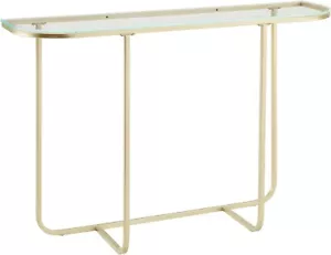 Two-Tone Hallway Console Sofa Table Curved Decorative Glass Top Table Gold Legs - Picture 1 of 3