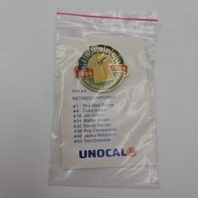 1990 Unocal 76 Los Angeles Dodgers Retired Uniforms Pin #4 Metal Rare - Image 1 of 3