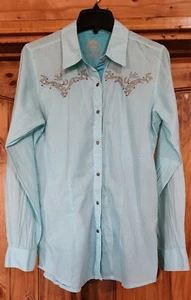 Twenty X Damen Lg Shirt Western LS bestickt 100 % Baumwolle Metall Druckknöpfe gebraucht, in einwandfreiem Zustand - Bild 1 von 7