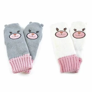 High Quality Girls Mittens With Bear Face & Fleece Lining Winter Warm - Picture 1 of 3