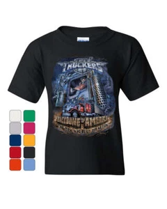 Truckers Backbone of America Youth T-Shirt Truck Driver Hauler Diesel Kids Tee - Picture 1 of 8