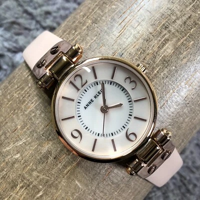 Anne Klein Women 10/9442 Dress MOP Dial Pink Leather Quartz Analog 26mm Watch 7" - Image 1 of 4