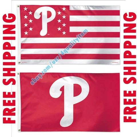 Deluxe Philadelphia Phillies Logo USA Stars Stripes Flag Banner 3x5 ft MLB Fan Cover