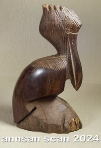 Vintage handgeschnitzter Eisenholz Pelikan 5" hoch - Bild 1 von 6