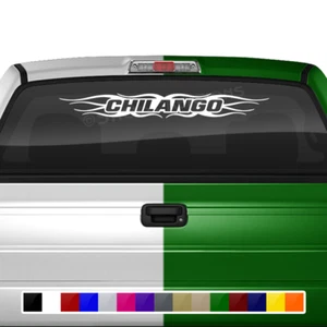 Design #121 CHILANGO MX Decal Sticker Windshield Window Graphic Flame Car Truck - Picture 1 of 3