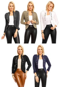 MAYAADI DAMEN FREIZEIT JACKE MILITARY ADMIRAL UNIFORM BLAZER BLOGGER KNÖPFE 2230 - Bild 1 von 32