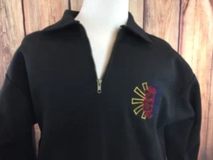 FRED FLINTSTONE Embroidered Mens L Black 1/2 Zip Sweatshirt Sherrys Best 1995 - Picture 1 of 7