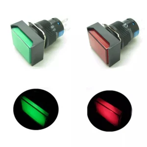 Interruptor de botón rectangular de 16 mm con luz indicadora LED NO NC 12V 24V 220V - Imagen 1 de 14