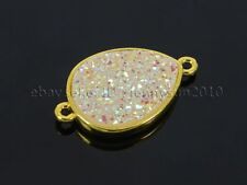 Natural Druzy Quartz Agate Bracelet Necklace Connector Charm Beads Gold Plated