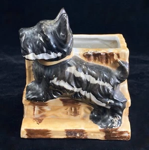 1940er Scottie Terrier Hund Übertopf handbemalt Pflanzfigur Made in Japan - Bild 1 von 15