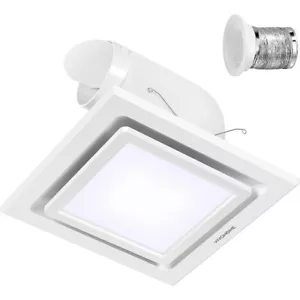 165 CFM Bathroom Exhaust Fan with 6500K LED Light & 4" Duct Hose 2.5 Sones Fan - Picture 1 of 7