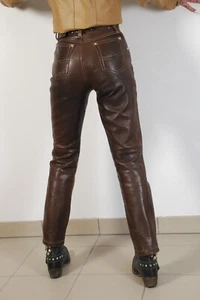 Lederhose,Nieten,Echtleder,Ramon Villamor,braun,Gr.S. Gebrauchsspuren - Bild 1 von 6