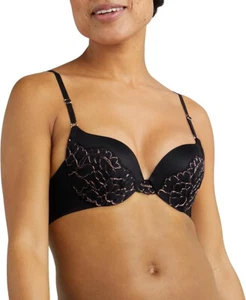 Maidenform Underwire Smoothing Lace Demi, Push-Up Bra Black 34B - Picture 1 of 3