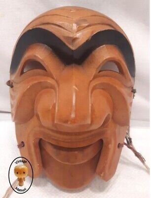 Vintage Mask Wooden Japanese Tribal Hand Made Display #13 • 95$