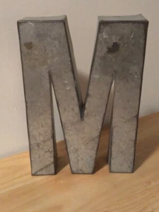 Unbranded Galvanized Steel Tin Monogram Letter "M" Free Standing or Hang - Picture 1 of 2