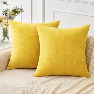 Miulee 2er-Pack Couch Überwurf Kissenbezüge 18 x 18 Zoll weich gelb Raupe - Bild 1 von 6