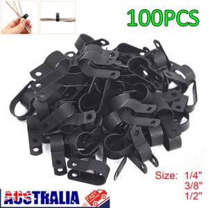 100pcs Nylon Plastic P Clips Clamps Set Fasteners Fittings For Cable Conduit Kit - Picture 1 of 8