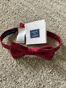 Janie And Jack Boys Adjustable Bow Tie Fits Size 2T-5T Red Navy Bull Dog Print - Picture 1 of 2