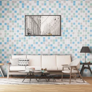 DCP DIY Pvc Peel & Stick wallpaper Roll Waterproof 1.48??a16.4ft,Gray Mosaics - Picture 1 of 6