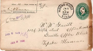 MOUND RIDGE KANS Jan 4 1895 CDS with fancy killer on U311 enclosure - Picture 1 of 2