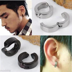 1 Pair Fashion Men Women Stainless Steel Non-perforated Earring Clip Stud Gift - Picture 1 of 21