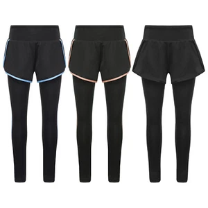 Kids Girls Tights Yoga Pants Elastic Trousers Athletic Dancewear High Waist Gym - Picture 1 of 43