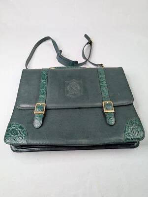 Auténtico maletín de cuero estilo cartera verde esmeralda Belle Rose vintage Foto 1 de 4