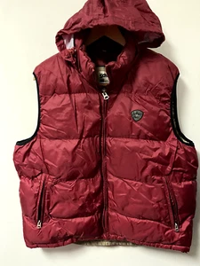 Vintage Schott Bros Hooded Outdoor Hunting Vest Jacket Men's Size L Red - Picture 1 of 7