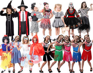 GIRLS HALLOWEEN FANCY DRESS COSTUME KILLER SCARY KIDS OUTFIT S M L XL CHILDS