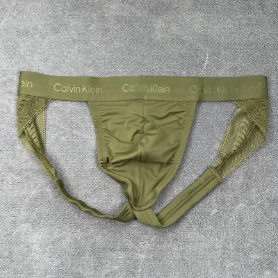 Calvin Klein CK men army green microfiber Lace jock strap Jockstrap underwear - Image 1 of 4