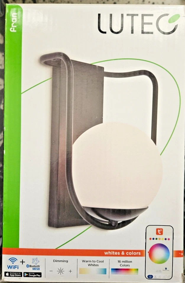 Lutec 5106801012 1-Light Outdoor Smart WiFi Wall Lantern with A19 Bulb